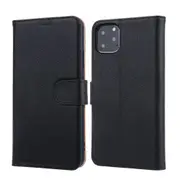 For iPhone 11 Pro Max Case Cowhide Genuine Leather Wallet Protective Cover Black