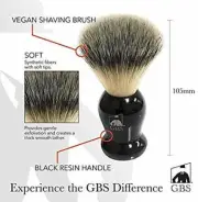 Gbs Classic Synthetic Shaving Brush Bristles-Animal Free Vegan Brush-Super Soft