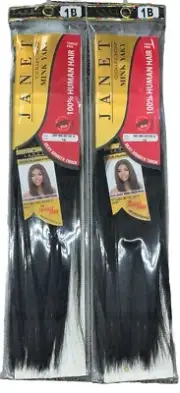 2 Packs Janet Mink Yaky 16” Color 1B(OffBlack) Silky Smooth Touch
