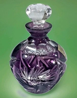 New Caesar Bohemian Amethyst Purple Crystal Perfume Bottle Starburst Pinwheel