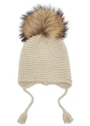 Inverni Pompom Cashmere Beanie - Taupe ONE SIZE