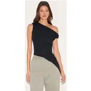 Black Burnout Mesh Asymmetric Long Top, Black