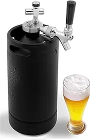 NutriChef Pressurized Growler Tap System, 128oz Powder Coated Mini Keg Dispenser Portable Kegerator Kit, Co2 Pressure Regulator Keeps Carbonation for Craft Beer, Draft and Homebrew