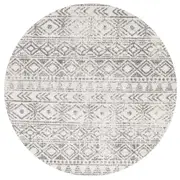 Heaven Grey Tribal Geometric Diamond Round Rug