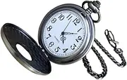 [SAFIGLE] Antique Pocket Watch with Chain Retro Hollow Design Movement for Accurate Timing Appearance with Numerals for Sharing and Decoration