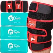 Knee Ice Pack Wrap - 4 in 1 Knee Pain Relief Brace for Joint Pain, Bursitis Pain Relief, Knee Injury, Arthritis, Meniscus Tear, ACL, Sprains & Swelling - Plus Ice Pack Sleeve & Strap