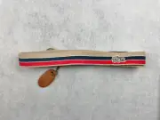 VINTAGE LACOSTE ALLIGATOR TAN / NAV / RED CANVAS BELT - SIZE 28 - NOS