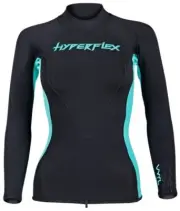 Hyperflex Vyrl Women's Long Sleeve Neoprene Top - 1.5mm - Black/Teal - Size 8