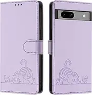 Compatible with Google Pixel 7a 5G Cover,Compatible with Google Pixel 7a 5G Card Slots Holder Magnetic Closure Kickstand Flip Wallet Phone Case Purple