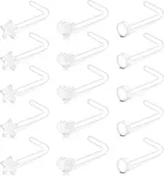 [Briana Williams] Clear Nose Studs Retainer Bioflex Hide piercing for School Work L Shape Nose Stud Bone Pin Screw 20G 18G