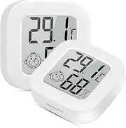 Niome 2Pack Indoor Thermometers Digital Humidity Gauge Meter Portable Mini Temperature and Humidity Monitor Celsius Fahrenheit Switchable with Air Comfortable Icon for Home, Greenhouse, Baby Room…