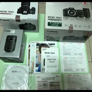 Canon 700D 18-55mm+55-250mm 雙鏡組(公司貨)記憶卡原電組