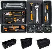 Tool Box Organizer Tray Divider Set Black Desk Drawer Organizer