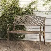 Garden Bench 102 cm Cast Aluminium Bronze Patio Seating
