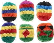 JOINPAYA 6Pcs Crochet Knitted Juggling Balls Soft Multicolored Bean Bags for Tossing Games Early Learning Handmade Crochet Play Balls for Preschool Development