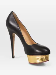 Black Leather Dolly Pumps
