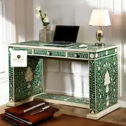 Bone Inlay Console Table, Desk Table, Floral Pattern Office Desk, Mop Computer T