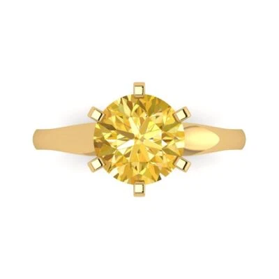 2.5Ct Round Cut Natural Citrine Solid 14K/18K Gold Solitaire Engagement Ring