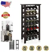 Compact Bamboo Wine Rack – 28 Bottle Capacity with Modern 7-Shelf Design