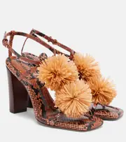 [Ulla Johnson] Ulla Johnson Isolde raffia-trimmed leather sandals AU 7 multicoloured
