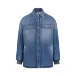 [Alexander Mcqueen] Alexander Mcqueen-Washed Blue Quilted Denim Shirt-Uomo 48 IT