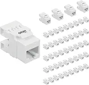 Tecmojo Cat6A Unshielded Keystone Jack with 180 Degree Termination 50 Pack, White