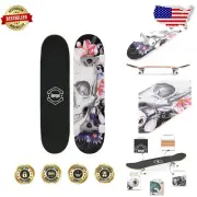 Beginner Skateboard 31x8 inches - 7-layer Maple Wood, Kids & Adult Skateboard