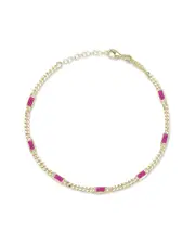 Chloe and Madison 14K Over Silver CZ Curb Anklet