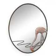 Stylish Iron Glass Flamingo Oval Wall Mounted Mirrors Nature & Whimsy Home Décor