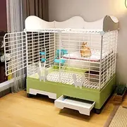 Rabbit Hutch Indoor Bunny Cage, with Heightened Baffle and Skylight, Easy to Clean and Install, Double-Layer Design, Large Capacity, A Variety of Colors Available(Color:Green)