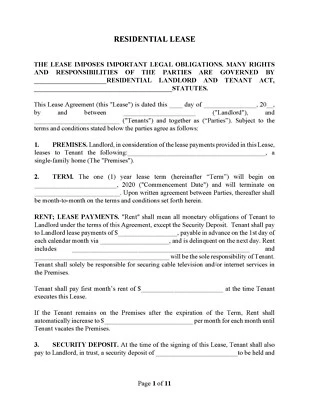 Residential Lease Agreement Condo Apartment House Rental Property Form EMAILED