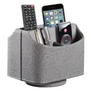 360 Degree Spinning Leather Remote Control Holder Storage box (Grey)