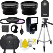 55MM PRO FISHEYE LENS + ZOOM LENS + 3 FILTERS FLASH CASE TRIPOD FOR NIKON D3400