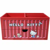 在飛比找樂天市場購物網優惠-小禮堂 Hello Kitty 木製收納盒 橫式 單抽 三格