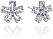 MAYJAI Sterling Silver Diamond Zircon Flower Earrings Ladies