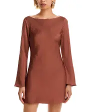 French Connection Ennis Satin Bell Sleeve Mini Dress