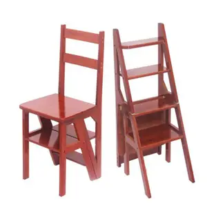 「Baby Time」美式實木兩用樓梯椅人字梯子折疊椅傢用多功能梯凳四層登高梯