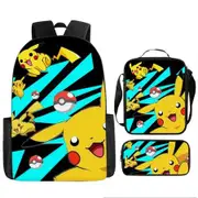 Pikachu Kids Backpack Pencil Case Shoulder Bag 3 Piece Pokemon School Teenager Student Stationery Travel Set