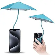 Magnetic Phone Umbrella for Sun,Outdoor Phone Sun Shade Shield with Flexible Angle Design & Rotatable Phone Ring,Umbrella for iPhone 16 15 14 13 12 Pro Max Plus,Mag-Safe Case & All Phones Anti-Glare BLUE