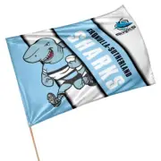 Cronulla Sharks NRL Retro Mascot Design GAME DAY Pole Flag Banner