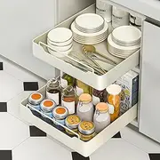 WADY Pull out Cabinet Organizer, Peel and Stick Pull Out Drawers for Cabinets, Drawers Slide Out with Adhesive Nano Film Roll out Shelf Storage for Kitchen Base Cabinet Organization, Pantry (7.87" W)