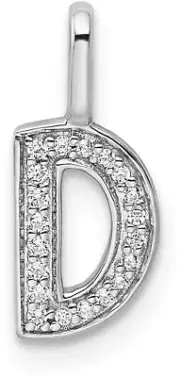 14K White Gold Diamond Letter D Initial Pendant PM8367D-006-WA