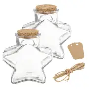 2Pcs 12 Oz/400ML Star Shaped Clear Glass Jars with Cork, Twine and Blank Tags