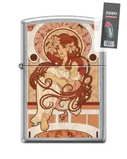 Zippo 82322 art nouveau deco woman old poster Lighter + FLINT PACK