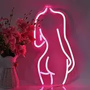 Lady Back Neon Signs LED Night Lights USB Connected Decorative Sign Bedroom Man Cave Room Bar Pub Store Club Garage Home Party Wall Art Decoration (17X8.5inches,Pink)