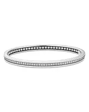 Lagos Sterling Silver Caviar Spark Diamond Bangle Bracelet