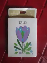 NIP Vintage SET of 12 PURPLE CROCUS Tally Cards TALLIES For BRIDGE - 1970's -#7