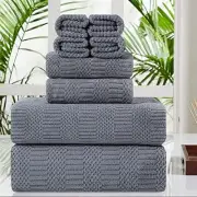 8 Piece Oversized Bath Towel Set-2 Extra Large Bath Towel 8 Pcs Towel Set Gray