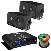 Pyle PFA330BT 2-Channel 90W Bluetooth AUX Amplifier,2x 3.5'' 200W Black Speakers