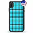 Blue Plaid Phone Case For iPhone 16 Pro Max Plus 15 Mini 14 13 12 X XR